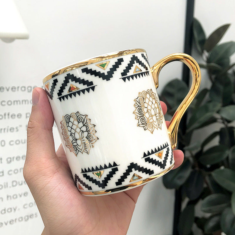 Tribal Elegance Ceramic Mug - Light Luxury Office Drinkware