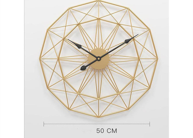 Vintage Elegance Geometric Wall Clock - Luxurious Wrought Iron Decor for Home & Office