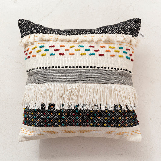 Handmade India Morocco Knitting Woven Pillow Cushion Cover Nordic Boho Bohemia tassels Lumbar throw pillow cover