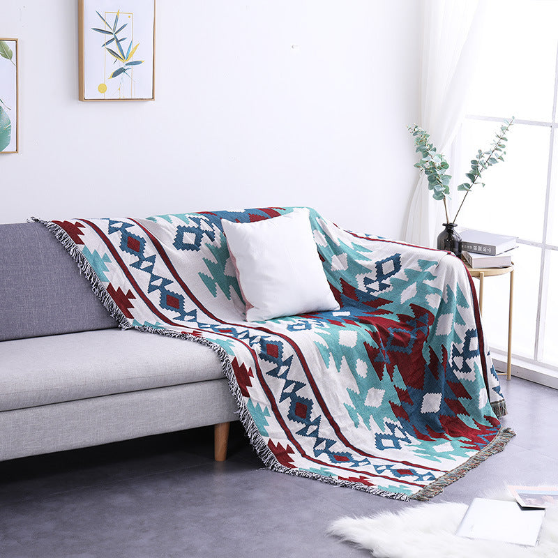 Artisan Geometric Knit Throw Blanket – Multifunctional Couch & Sofa Cover