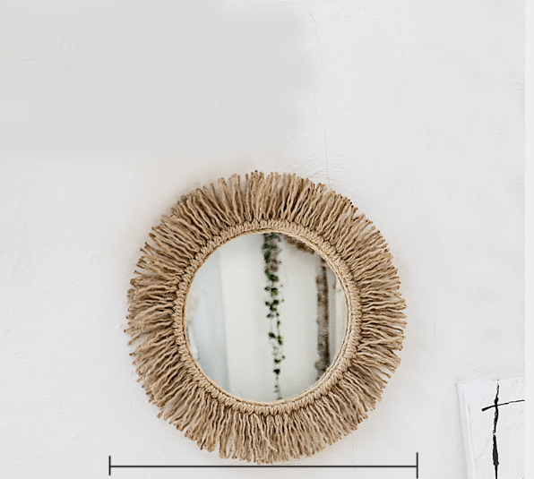 Rustic Charm Hemp Rope Mirror - Wall Hanging Elegance