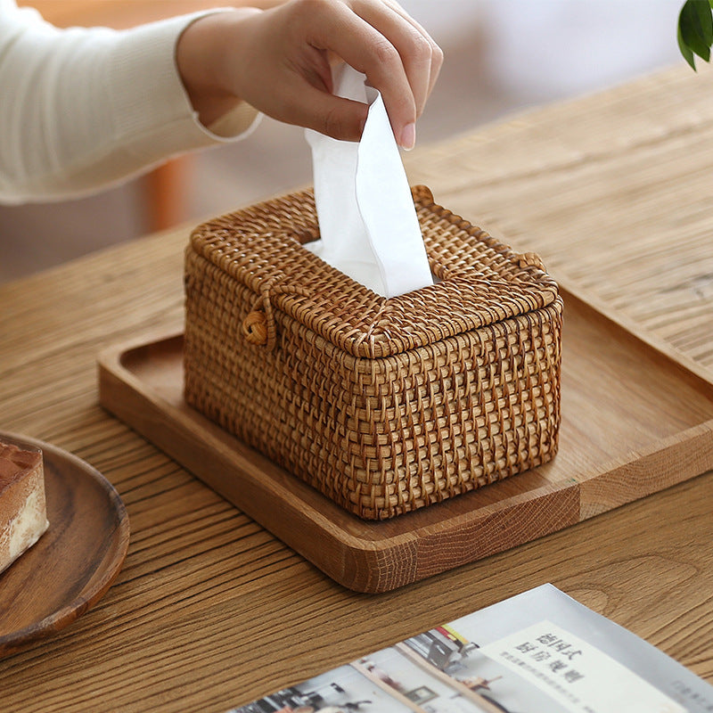 Handmade rattan tissue box