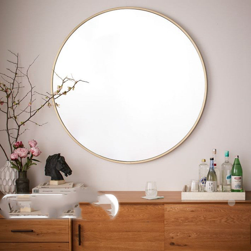 Nordic Elegance Round Wall Mirror - Sleek Metallic Frame