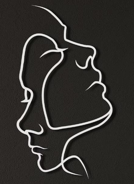 Silhouette Serenity: Modern Abstract Couple Wall Art in Iron