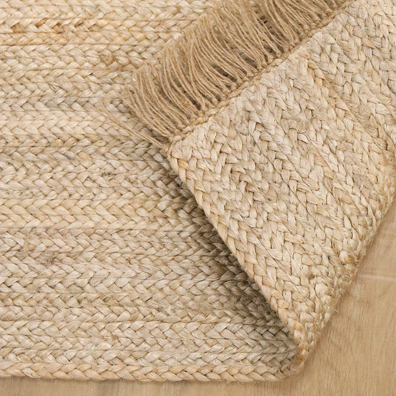 Eco-Chic Handwoven Jute Area Rug with Fringe Detail - Sustainable Home Decor