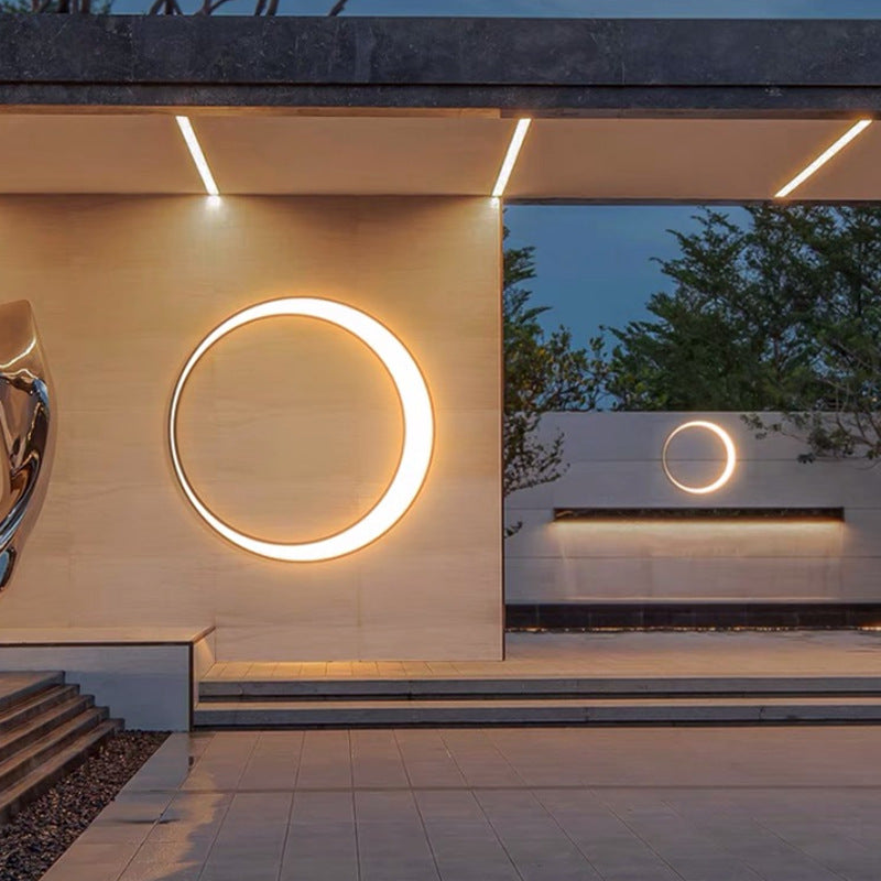 Sleek Circular LED Wall Sconce - Modern Waterproof Exterior Light