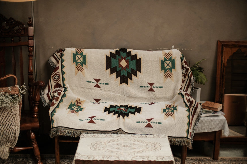 Bohemian Chic Multi-Use Throw Blanket - Artisanal Cotton Tapestry