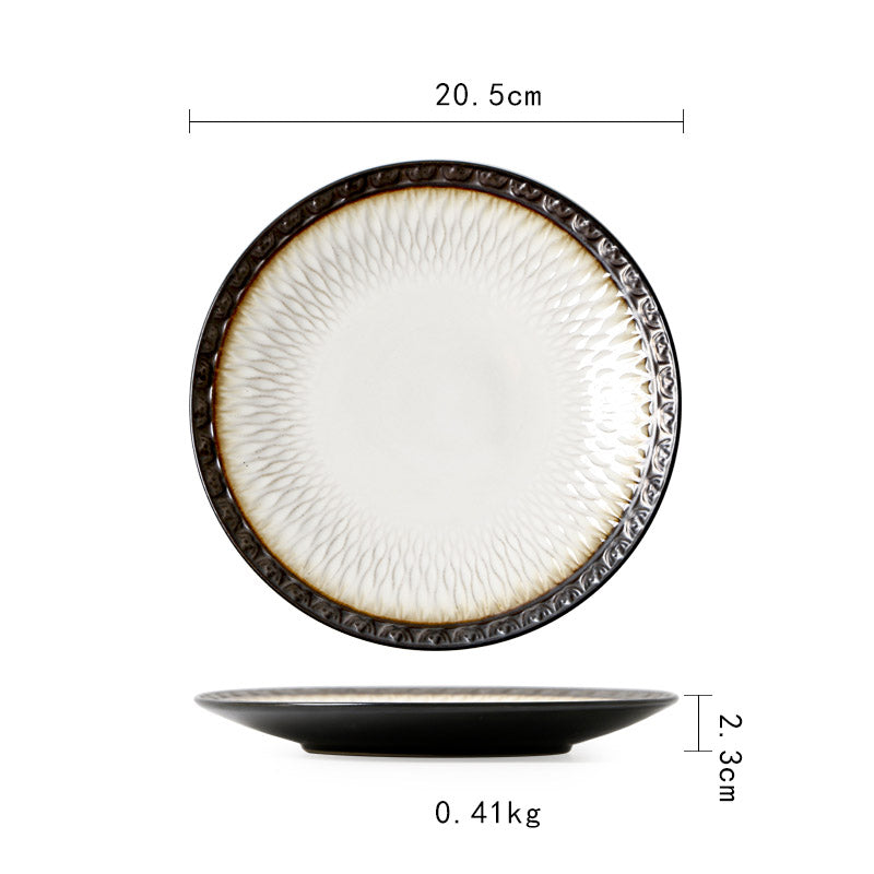 Azure Blossom Ceramic Plate - 8" Japanese Vintage-Inspired Tableware