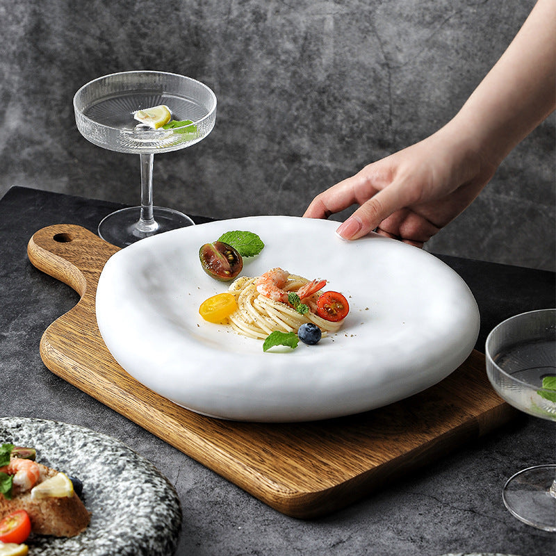 Handcrafted Japanese-Inspired Ceramic Plate - Unique Irregular Porcelain Dinnerware