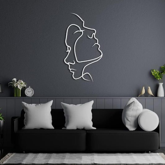Silhouette Serenity: Modern Abstract Couple Wall Art in Iron
