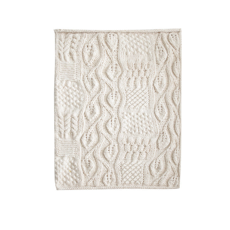 Cozy Haven Hand-Woven Woolen Throw - Plush Beige Blanket