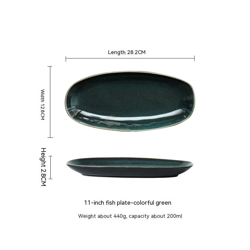 Elegance Glazed Oval Ceramic Plate - Sleek Dinnerware