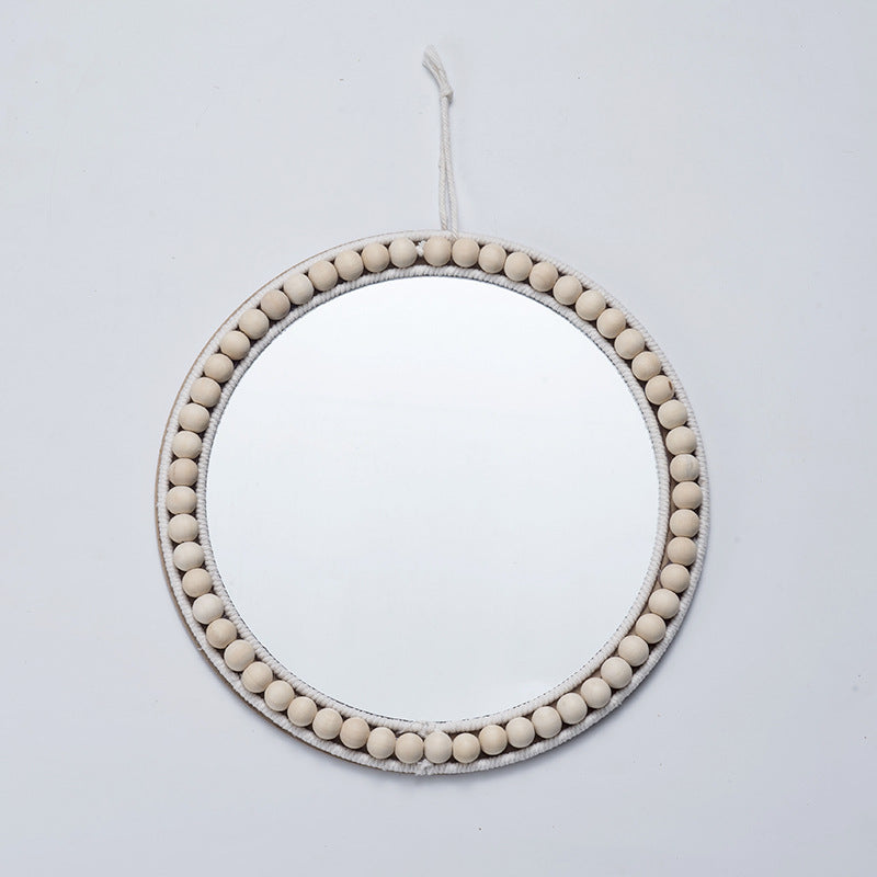 Bohemian Chic Straw Rope Framed Wall Mirror - Artisanal Tinted Vanity Mirror
